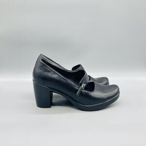 Dansko Shoes Womens 8.5 Black Leather Mary Jane Block Heel Round Toe Pumps